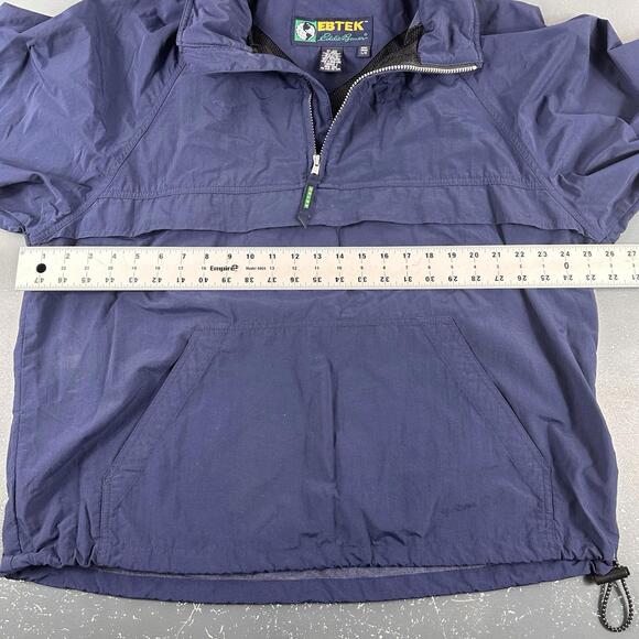 VTG Eddie Bauer Jacket Mens Large Navy EBTEK Nylon 1/2 Zip Anorak Wind Rain - Picture 5 of 10